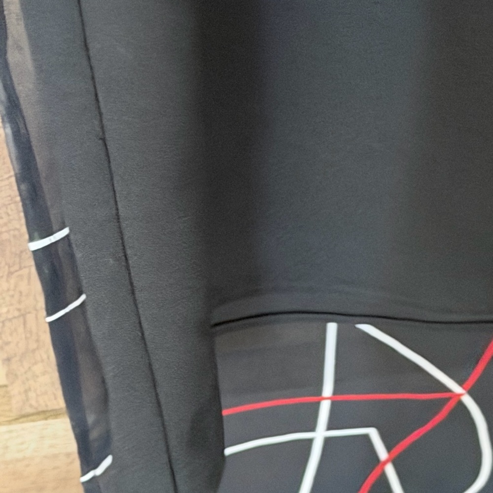 Alfani Black Dress with Red and White Geometric Design - Picture 7 of 12